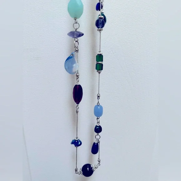 22" Lane Bryant glass bead silver tone necklace - Picture 2 of 11